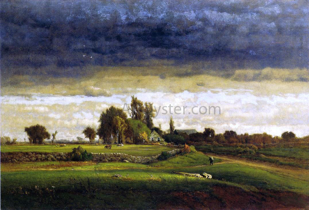 George Inness Landscape with Farmhouse - Canvas Print