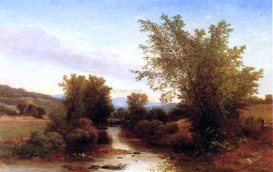 Albert Fitch Bellows Landscape with Footbridge - Canvas Print