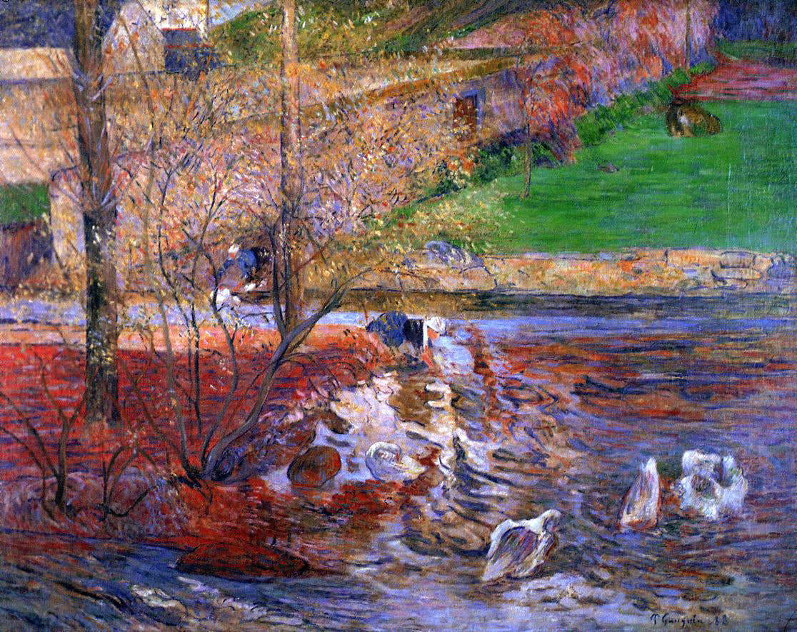 Paul Gauguin Landscape with Geese - Canvas Print