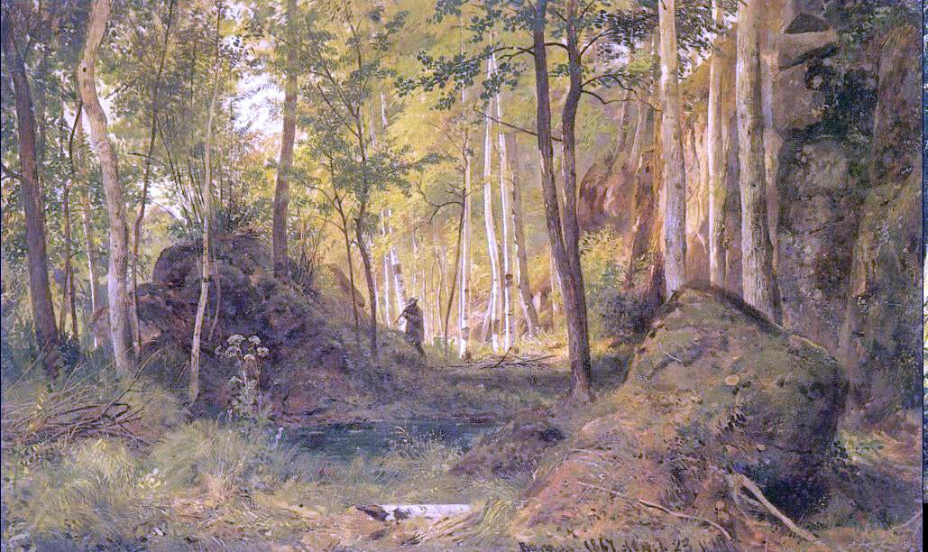 Ivan Ivanovich Shishkin Landscape with Hunter, Island Valaam - Canvas Print