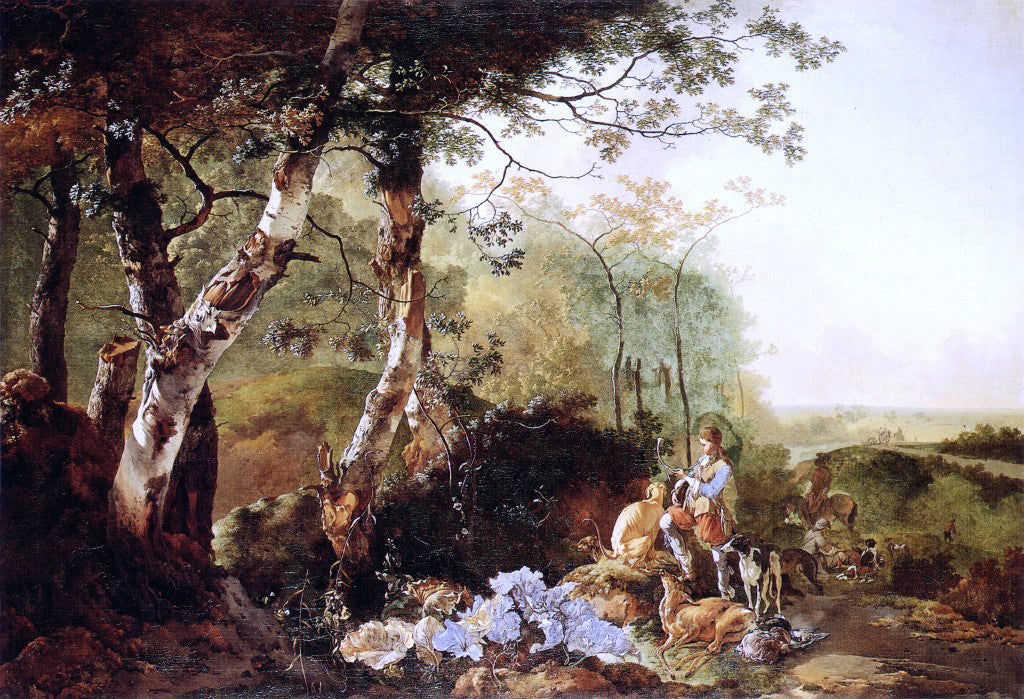 Adam Pynacker Landscape with Hunters - Canvas Print