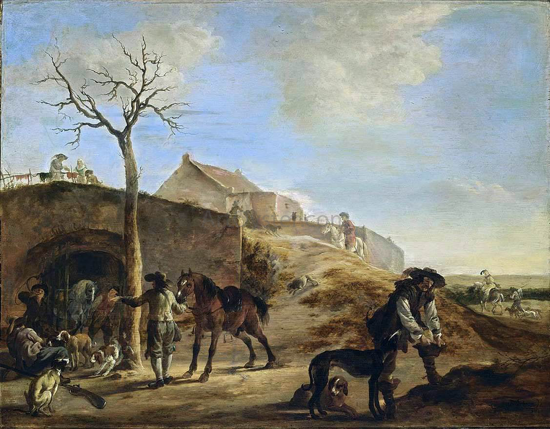 Dirck Willemsz Stoop Landscape with Huntsmen - Canvas Print