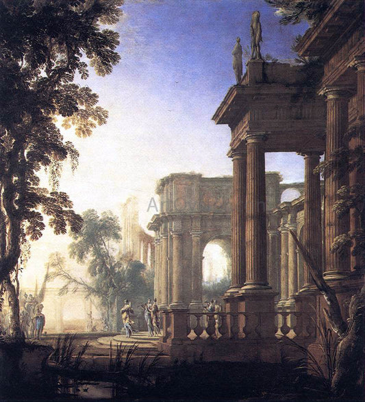 Henri Mauperche Landscape with Jephthah and his Daughter - Canvas Print