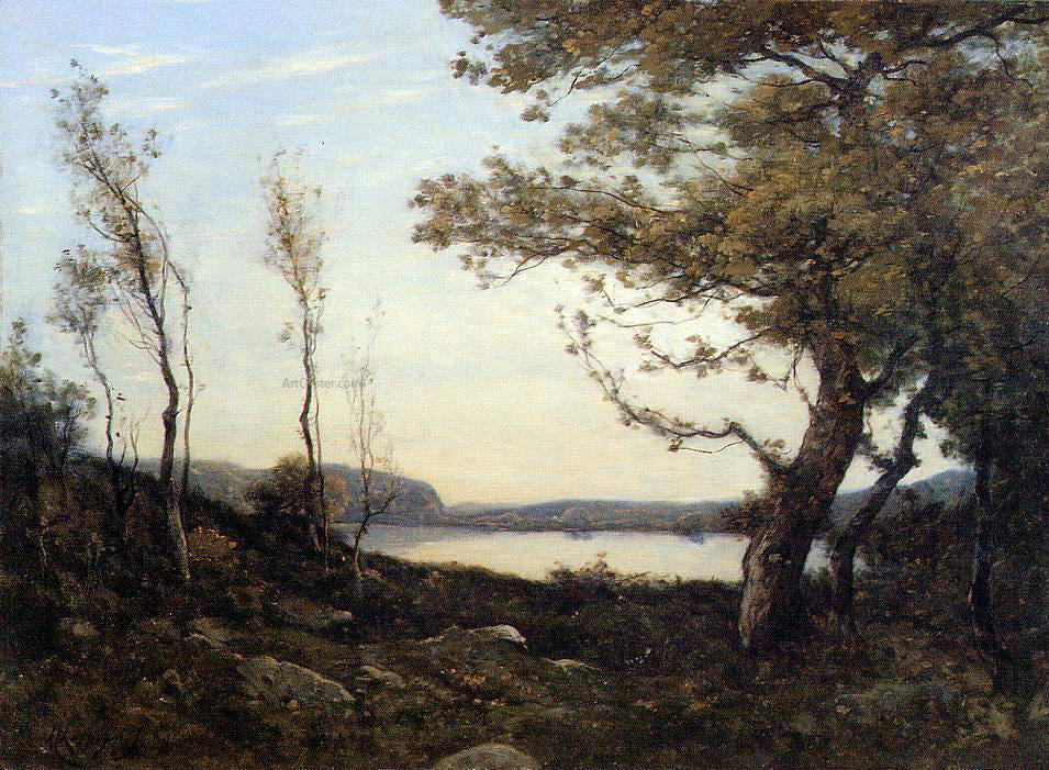 Henri Harpignies Landscape with Lake - Canvas Print