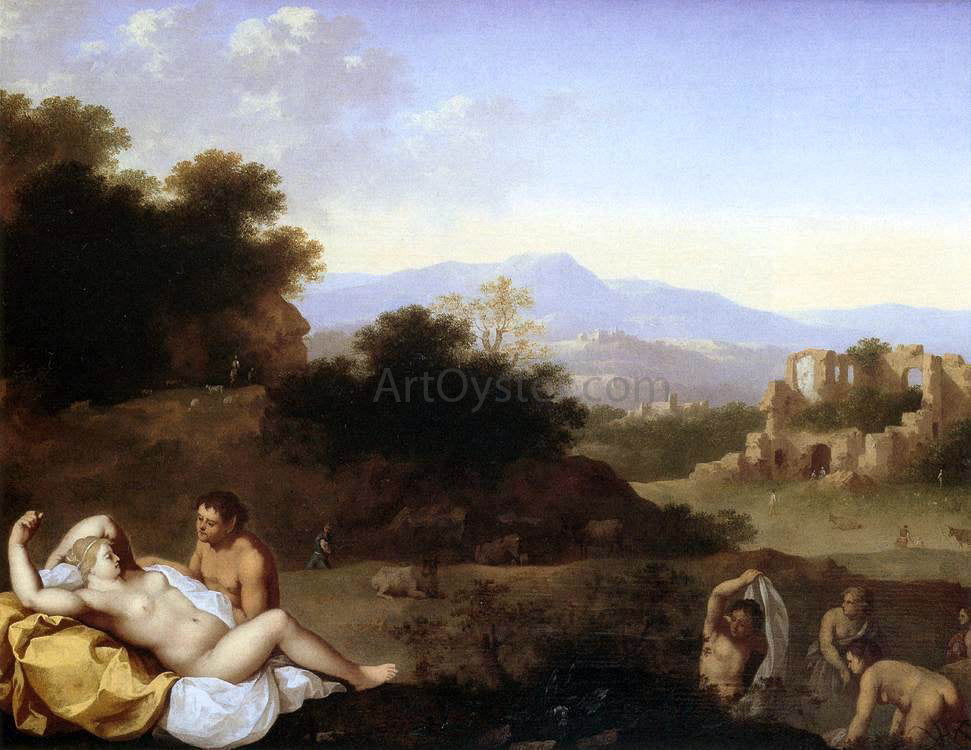 Cornelis Van Poelenburgh Landscape with Nymphs - Canvas Print