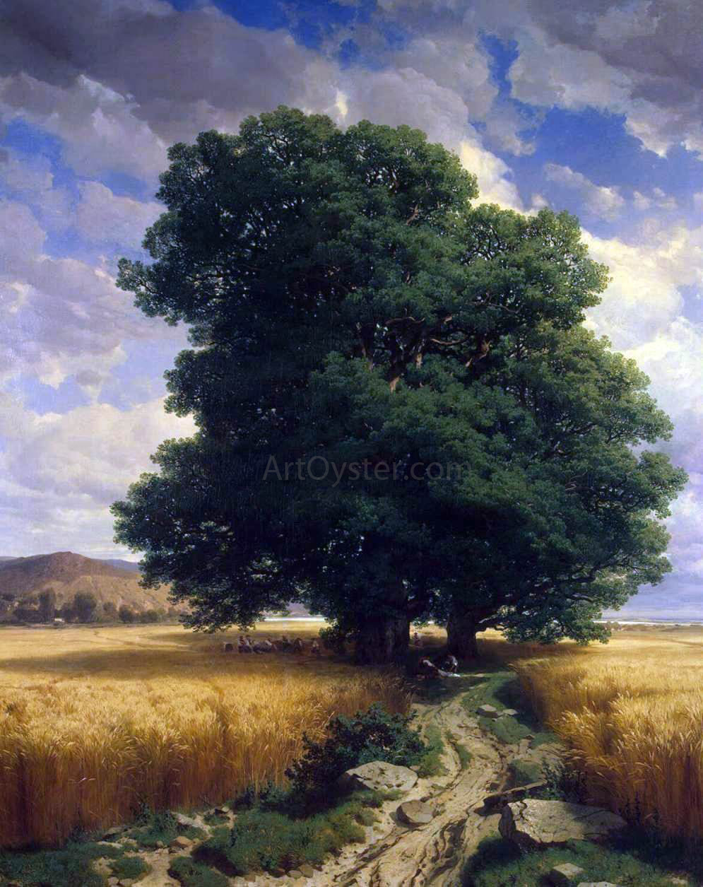 Alexandre Calame Landscape with Oaks - Canvas Print