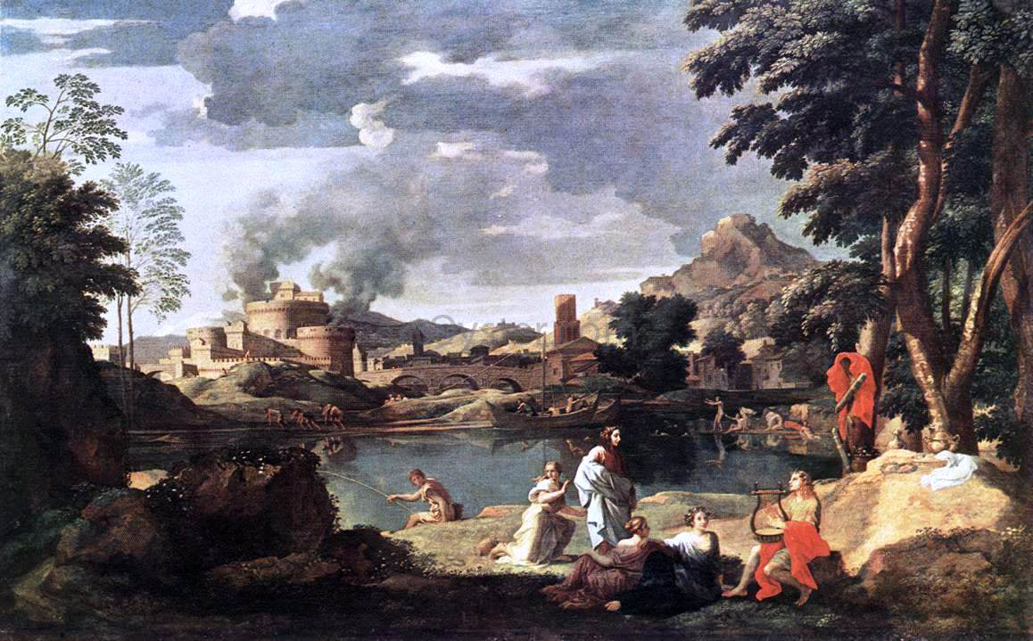Nicolas Poussin Landscape with Orpheus and Euridice - Canvas Print