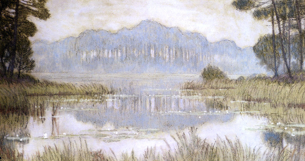 Jean-Francis Auburtin Landscape with Overgrown Pond - Canvas Print