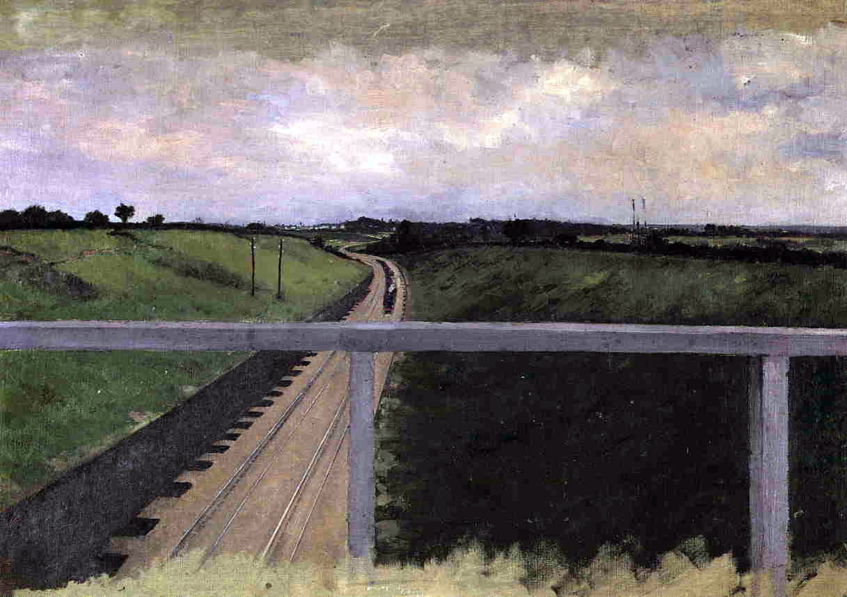 Gustave Caillebotte Landscape with Railway Tracks - Canvas Print