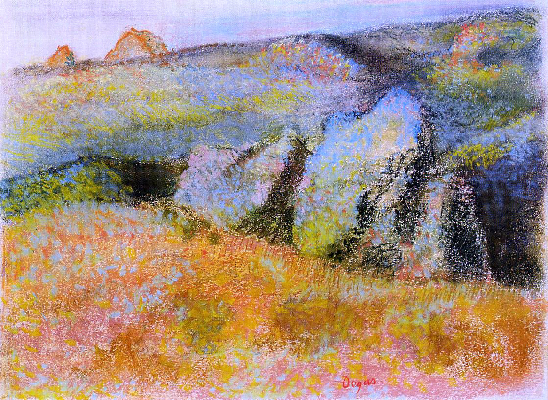 Edgar Degas Landscape with Rocks - Canvas Print
