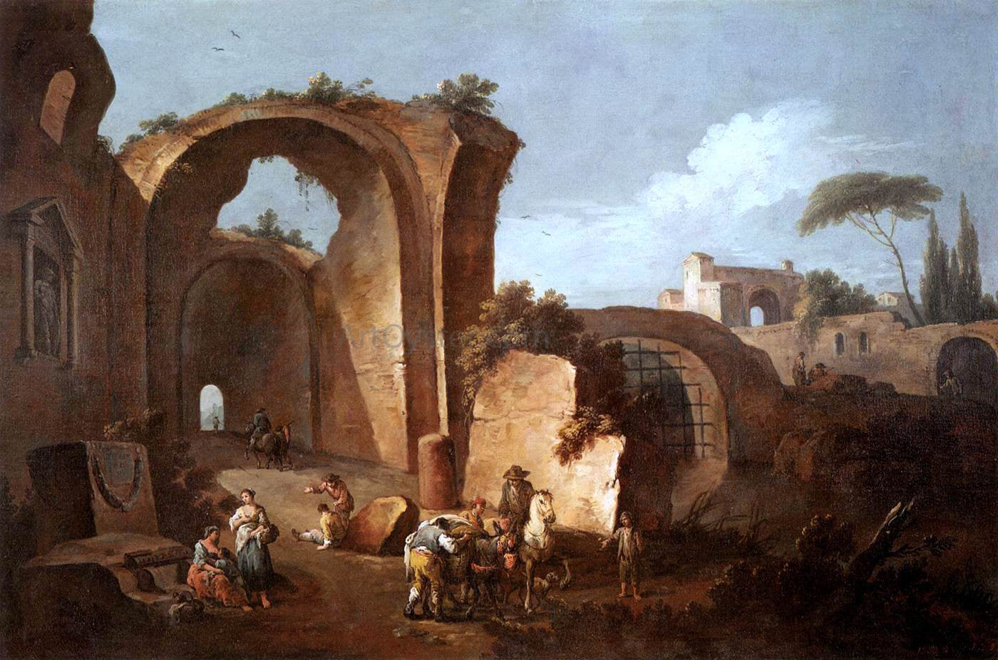 Giuseppe Zais Landscape with Ruins and Archway - Canvas Print