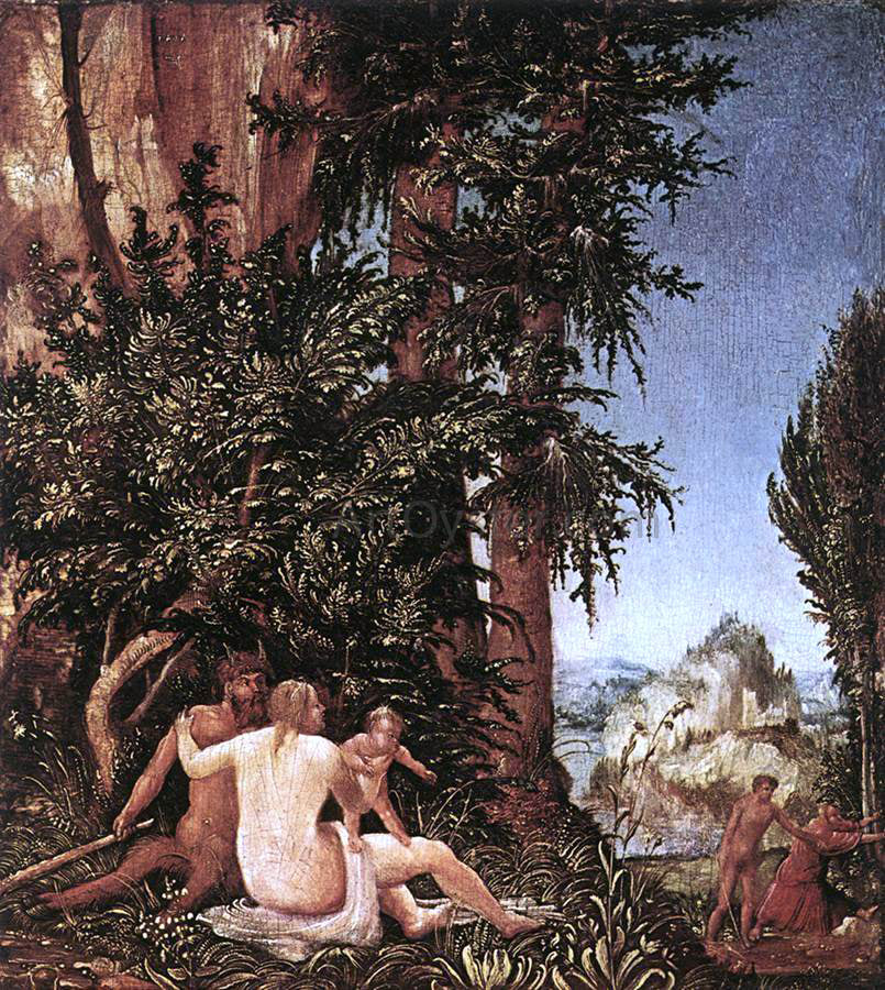 Albrecht Altdorfer Landscape with Satyr Family - Canvas Print