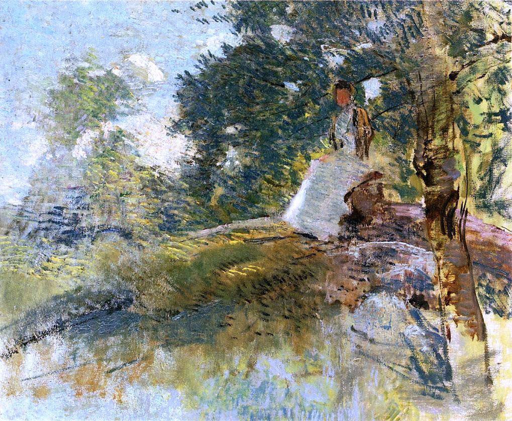Julian Alden Weir Landscape with Seated Figure - Canvas Print