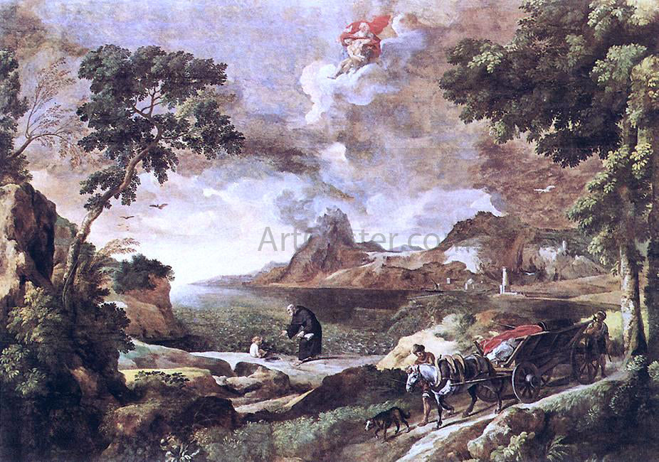 Gaspard Dughet Landscape with St Augustine and the Mystery - Canvas Print