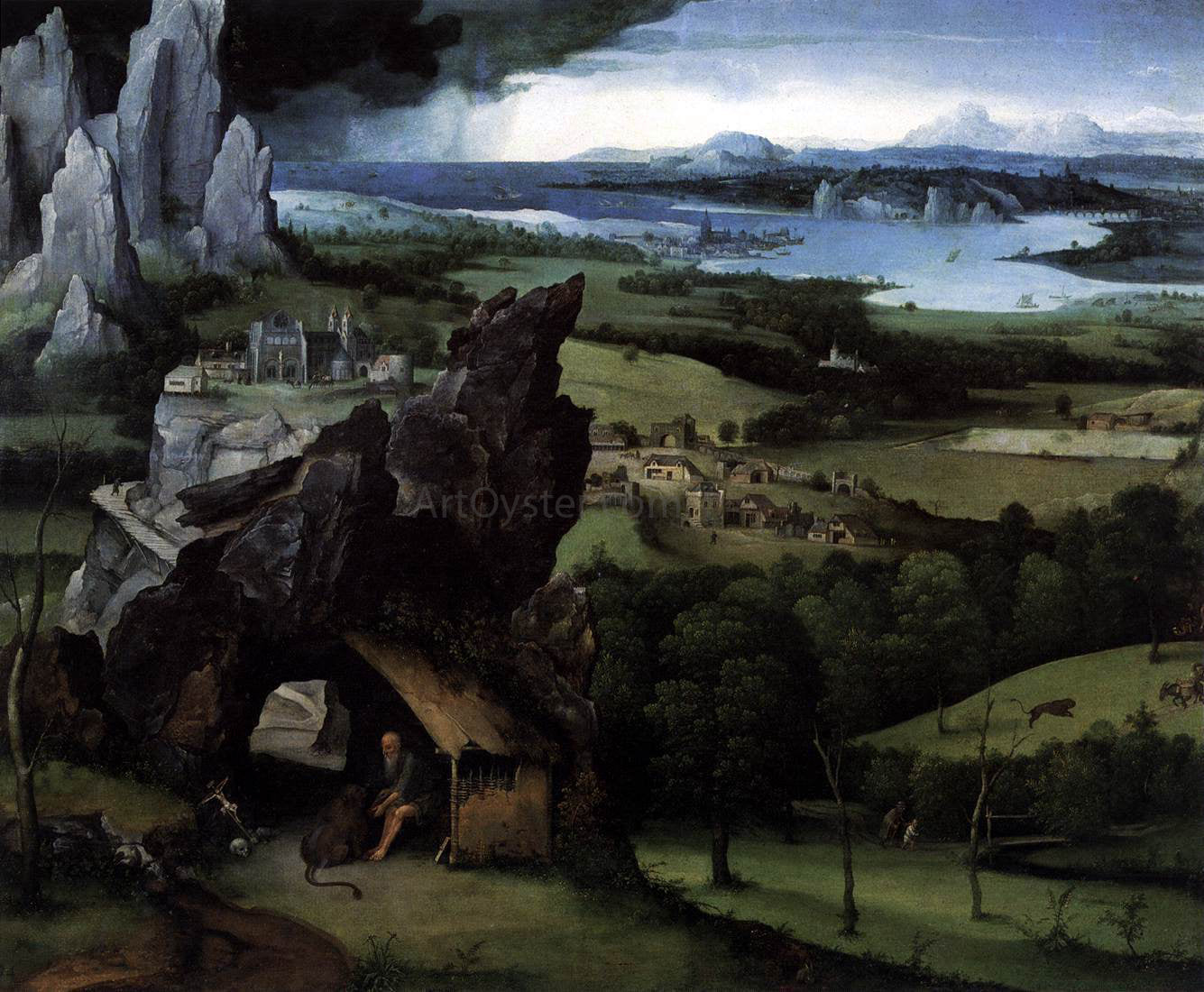 Joachim Patenier Landscape with St Jerome - Canvas Print