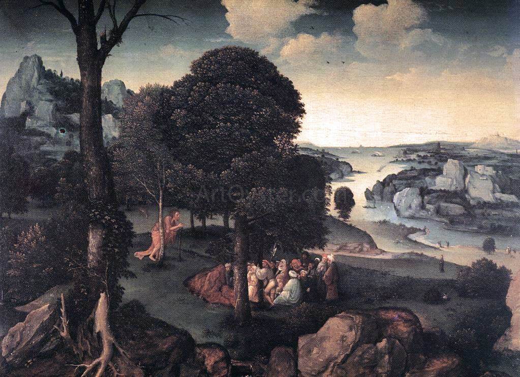 Joachim Patenier Landscape with St John the Baptist Preaching - Canvas Print