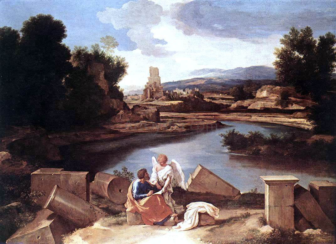 Nicolas Poussin Landscape with St Matthew and the Angel - Canvas Print