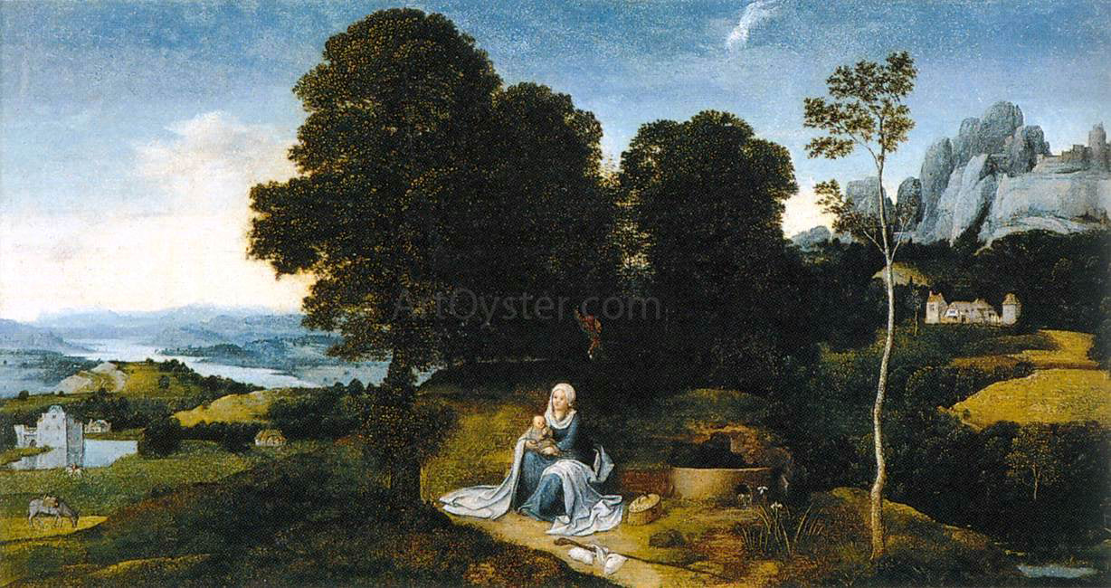 Joachim Patenier Landscape with the Flight into Egypt - Canvas Print