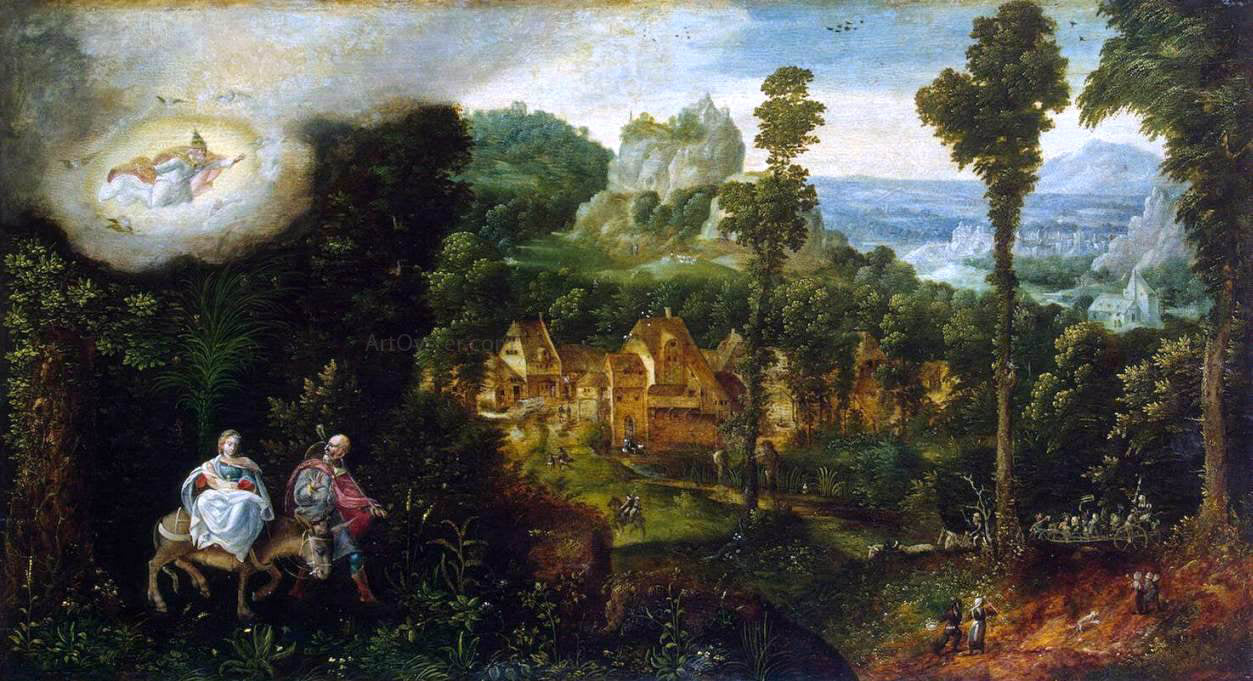 Herri Met de Bles Landscape with the Flight into Egypt - Canvas Print