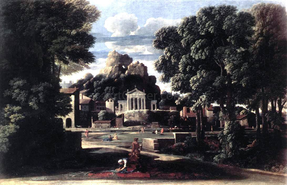 Nicolas Poussin Landscape with the Gathering of the Ashes of Phocion by his Widow - Canvas Print