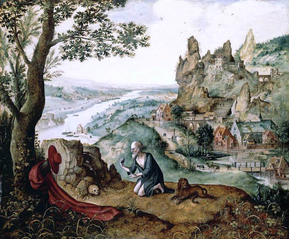 Lucas Gassel Landscape with the Penitent St Jerome - Canvas Print