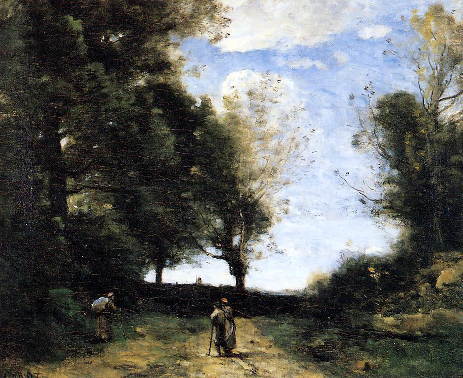 Jean-Baptiste-Camille Corot Landscape with Three Figures - Canvas Print