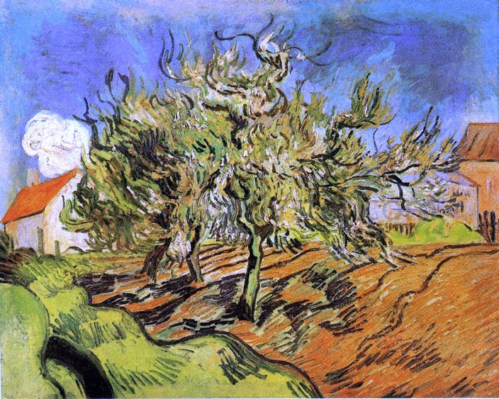 Vincent Van Gogh Landscape with Three Trees and a House - Canvas Print