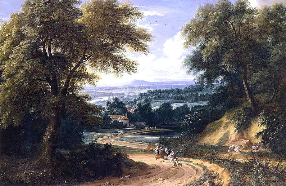 Adriaen Frans Boudewijns Landscape with Travellers - Canvas Print