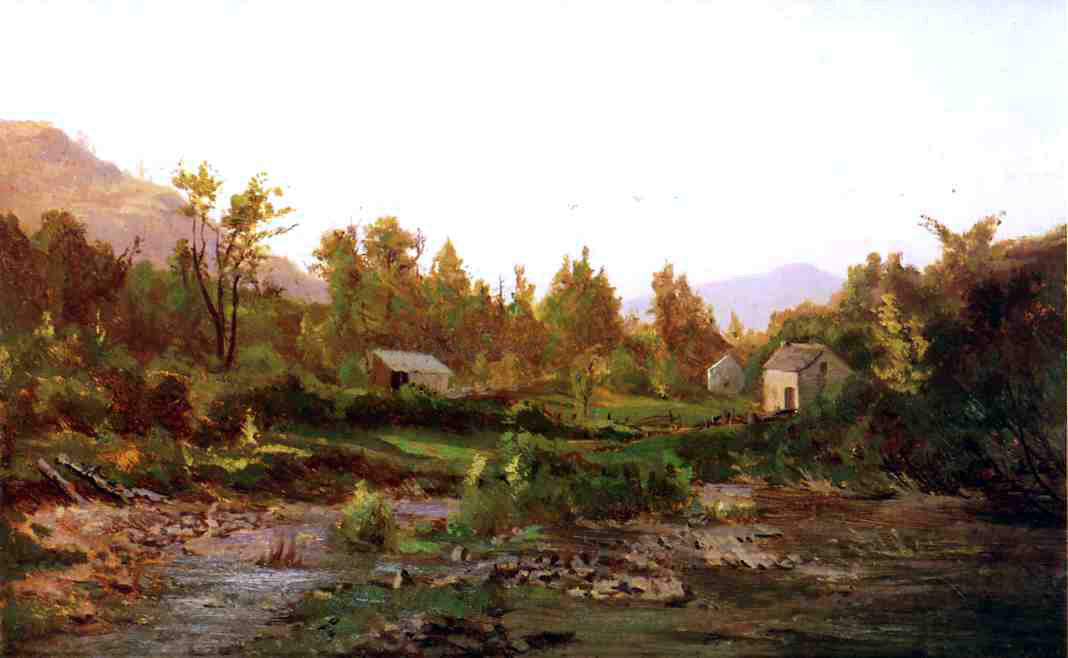Thomas Worthington Whittredge Landscape with Trees and Cattle - Canvas Print