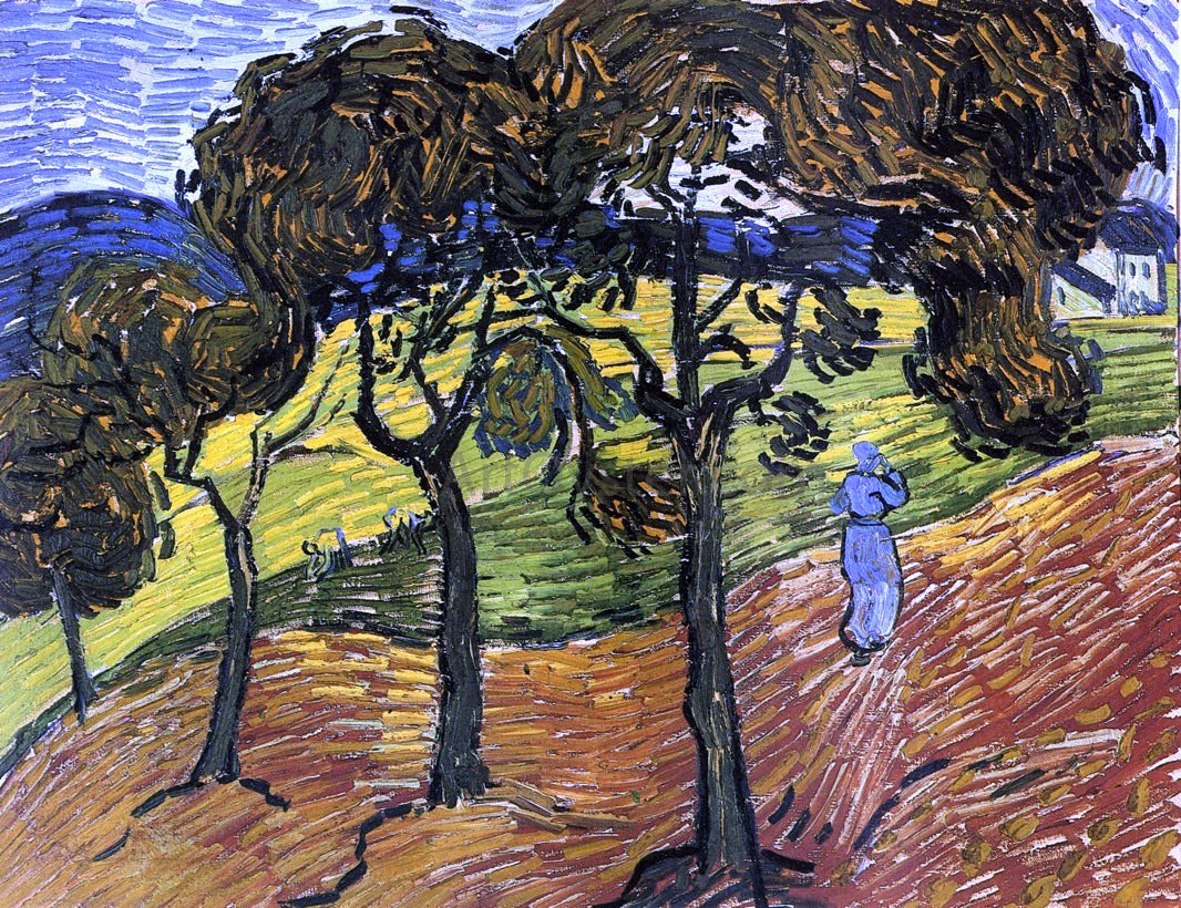 Vincent Van Gogh Landscape with Trees and Figures - Canvas Print