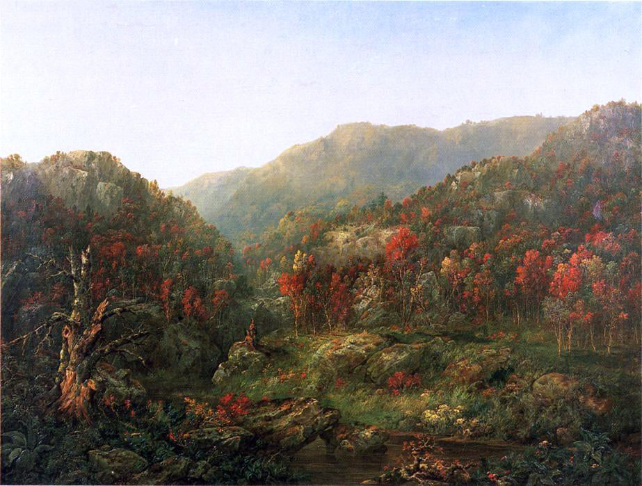 William Mason Brown Landscape with Two Indians - Canvas Print