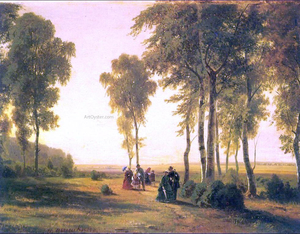 Ivan Ivanovich Shishkin Landscape with Walking - Canvas Print