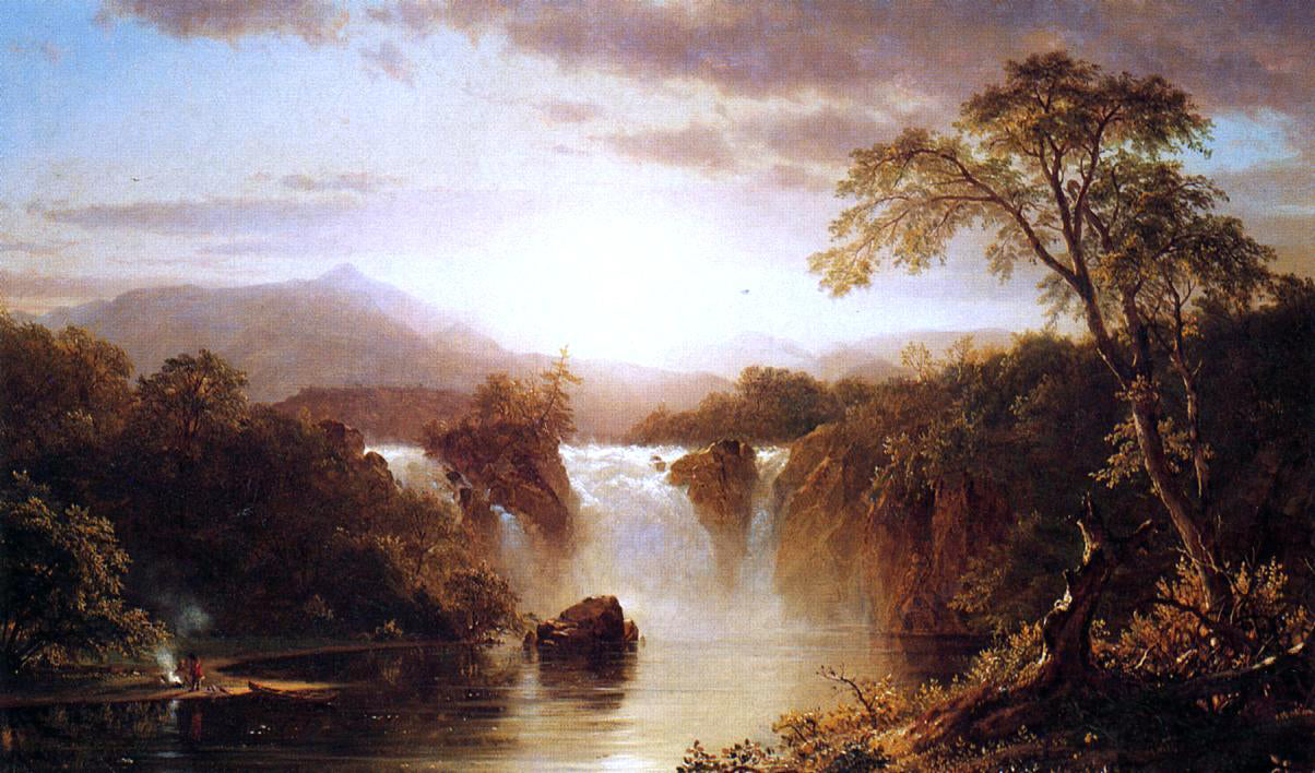 Frederic Edwin Church Landscape with Waterfall - Canvas Print