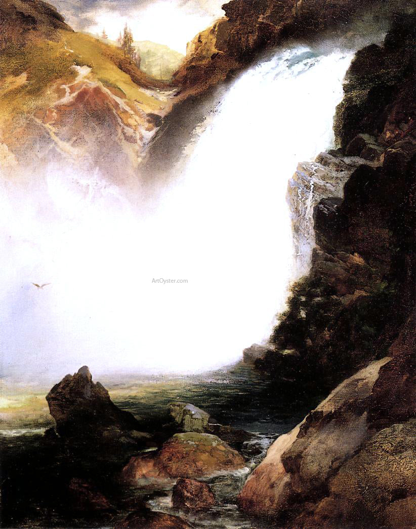 Thomas Moran Landscape with Waterfall - Canvas Print