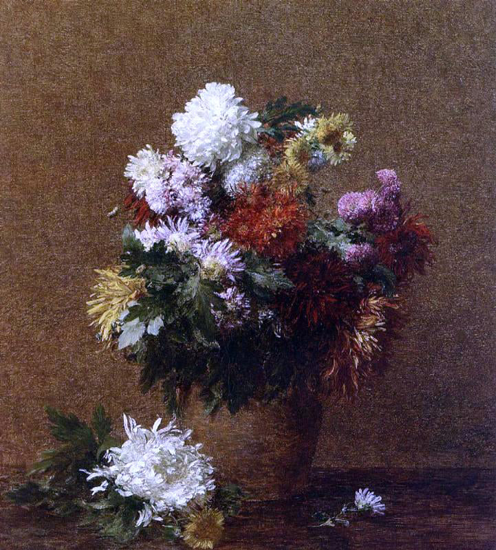 Henri Fantin-Latour Large Bouquet of Chrysanthemums - Canvas Print
