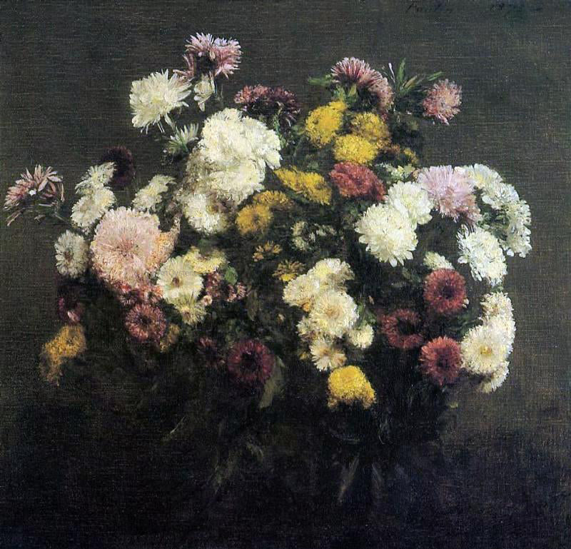 Henri Fantin-Latour Large Bouquet of Crysanthemums - Canvas Print