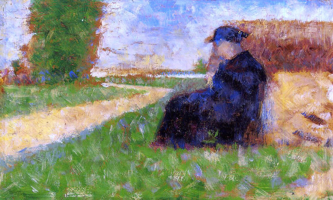 Georges Seurat Large Figure in a Landscape - Canvas Print