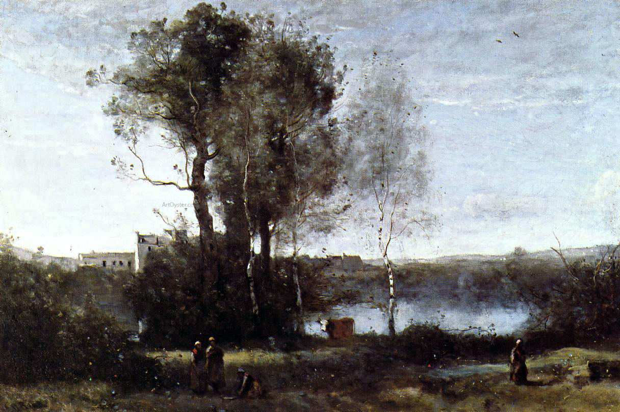 Jean-Baptiste-Camille Corot Large Sharecropping Farm - Canvas Print