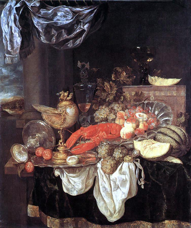 Abraham Van Beyeren Large Still-life with Lobster - Canvas Print