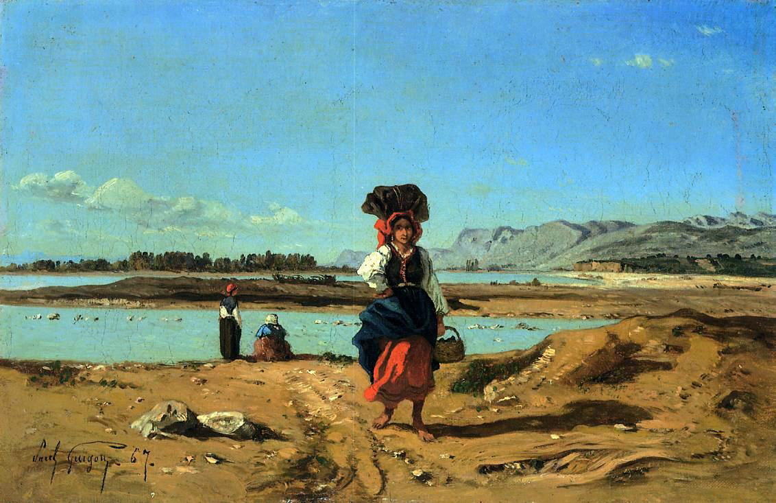 Paul-Camille Guigou Laundresses by the Durance - Canvas Print