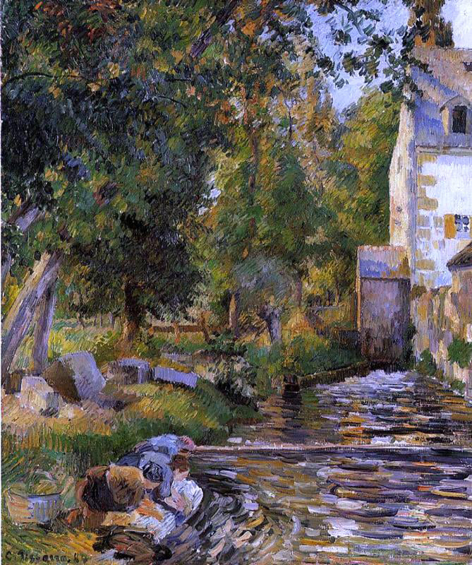 Camille Pissarro Laundry and Mill at Osny - Canvas Print