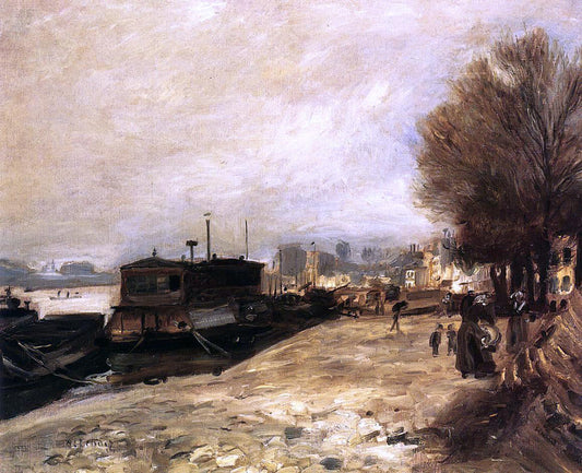 Pierre Auguste Renoir Laundry Boat by the Banks of the Seine, near Paris - Canvas Print