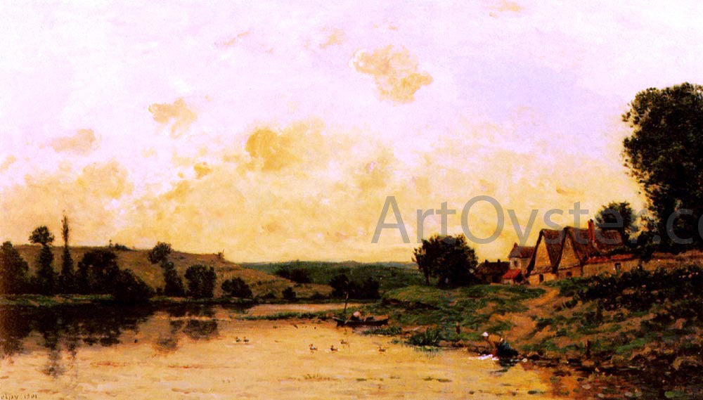 Hippolyte Camille Delpy Lavandiere Au Bord De La Riviere - Canvas Print