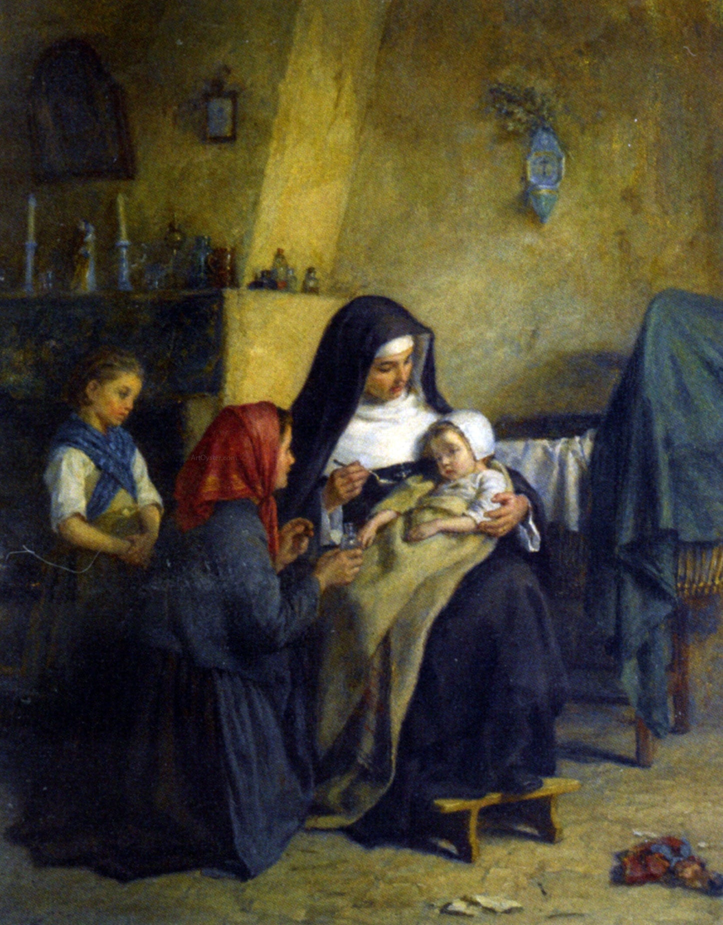 Edouard Frere Le Repas du Soir - Canvas Print