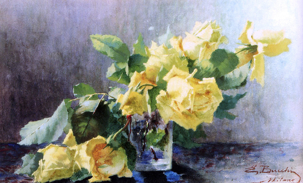 Ermocrate Bucchi Le Rose Gialle - Canvas Print