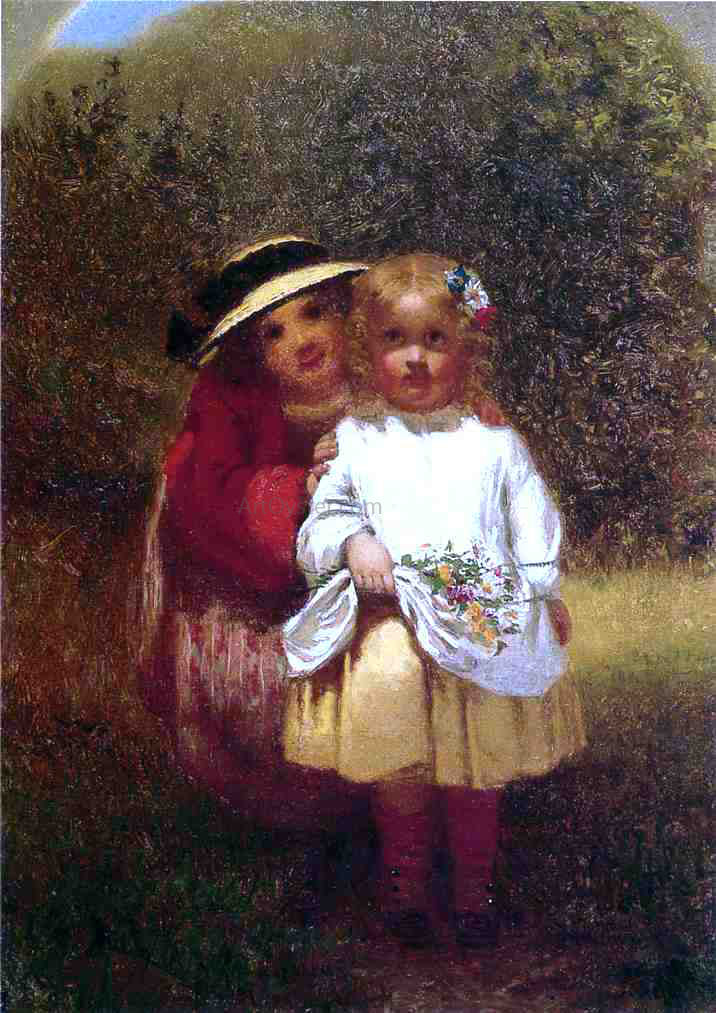 John George Brown Learning to Curtsey - Canvas Print