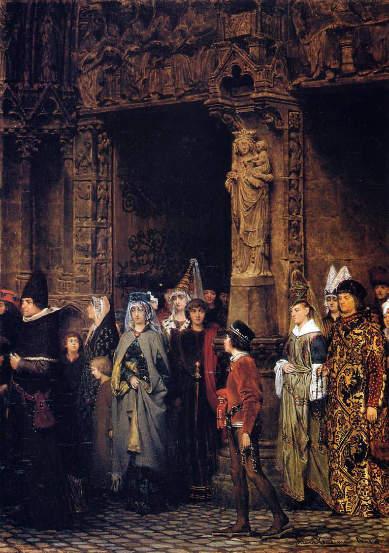 Sir Lawrence Alma-Tadema Leaving the Church in the Fifteenth Century - Canvas Print