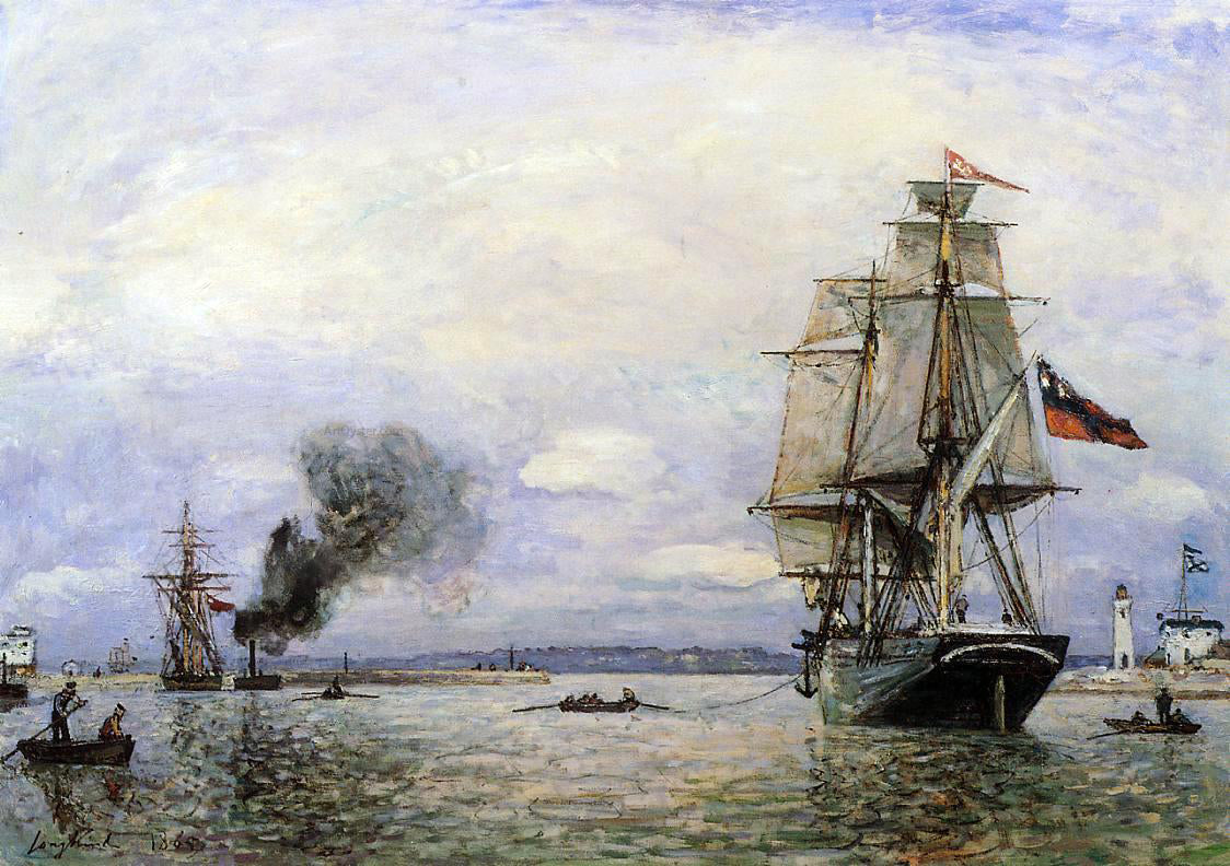 Johan Barthold Jongkind Leaving the Port of Honfleur - Canvas Print