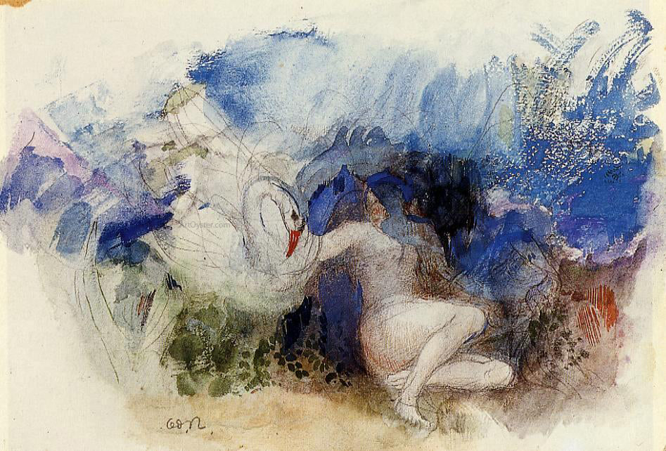 Odilon Redon Leda and the Swan - Canvas Print