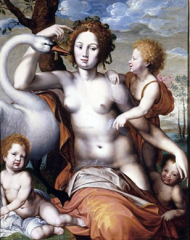Vincent Sellaer Leda with Swan and Children - Canvas Print